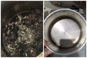 Tanpa digosok sitrun, cara ibu-ibu muda enyahkan noda gosong di panci ini cuma pakai 2 bahan dapur