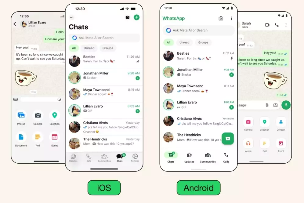 WhatsApp resmi meluncurkan pembaruan desain untuk iOS dan Android
