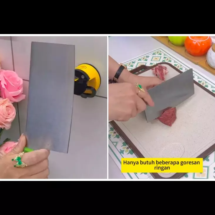 Bukan digosok batu, cara emak-emak asah pisau tumpul agar tajam lagi ini ampuh pakai 1 alat sederhana 