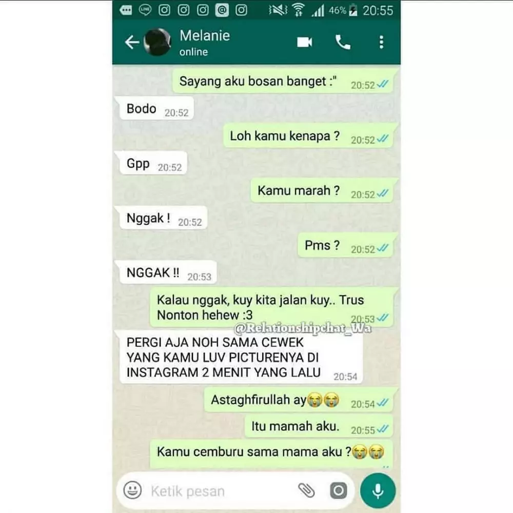 Chat lucu cemburu buta dari berbagai sumber