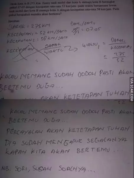 Jawaban kocak anak IPA saat ujian Berbagai sumber Jawaban kocak anak IPA saat ujian Berbagai sumber