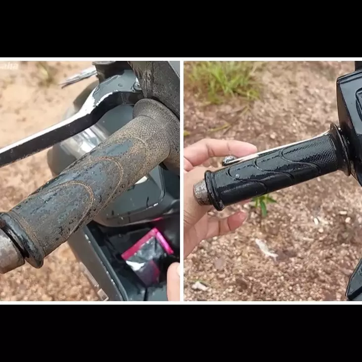 Tak diolesi larutan sitrun, ini trik basmi noda dekil di karet stang motor cukup tambah 1 bahan dapur