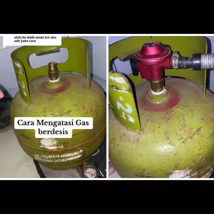 Bukan ditimpa karet gelang, emak-emak ini punya trik hentikan tabung gas elpiji mendesis pakai 1 alat
