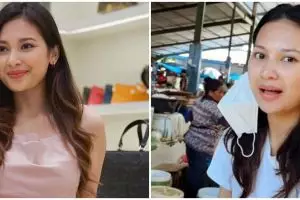 Tak gengsi ke pasar, 9 potret Indah Permatasari saat belanja ini sederhana cuma pakai sandal jepit