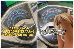 Tanpa digosok oli, ini cara hilangkan noda retak kaca speedometer motor pakai tambahan 1 bahan dapur