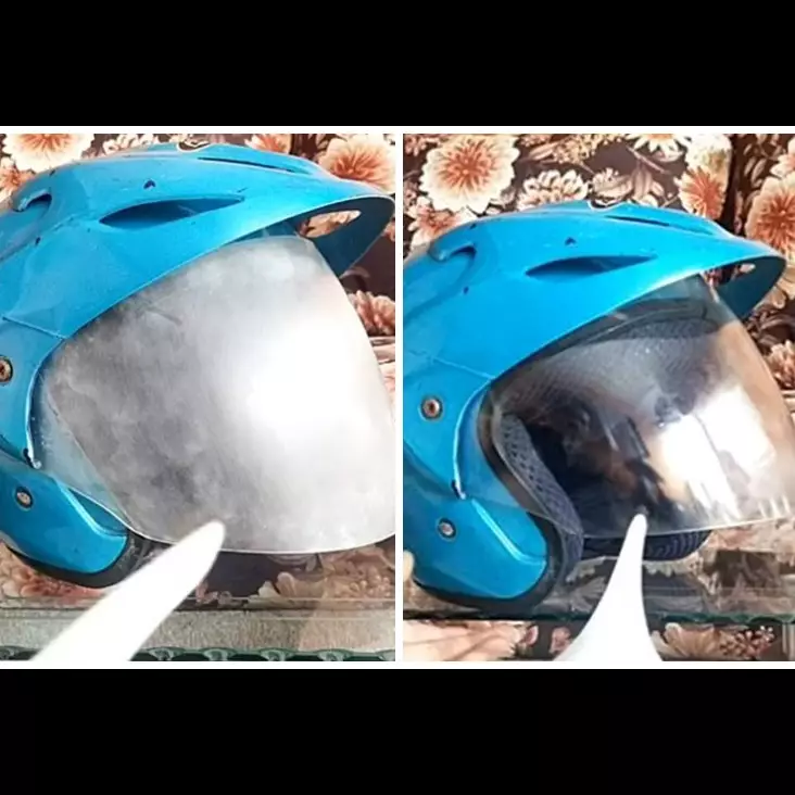 Bukan dioles pasta gigi, ini cara bersihkan kaca helm kusam agar kinclong cuma tambah 1 bahan dapur