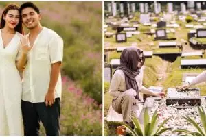 Minta restu nikahi Aaliyah Massaid, momen Thariq Halilintar ziarah ke makam Adjie Massaid penuh haru