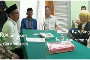 Momen kocak pengantin menikah di KUA ini malah cosplay anime, bikin penghulu nggak habis pikir