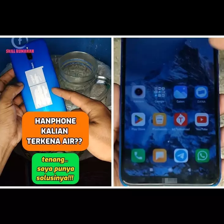 Bukan dikeringkan hairdryer, begini cara mengatasi handphone kemasukan air pakai 1 bahan makanan