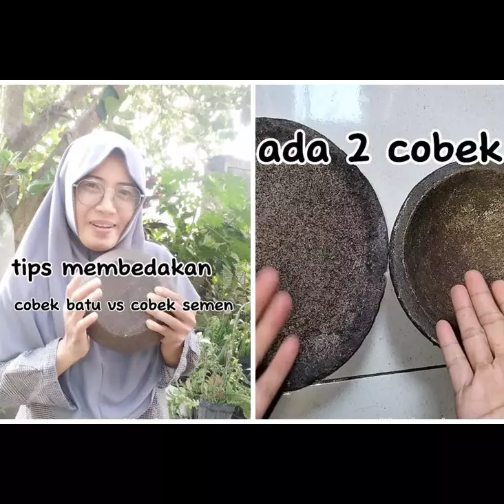 Bukan direndam berhari-hari, emak-emak ini bagikan cara cepat membedakan cobek batu asli dan palsu