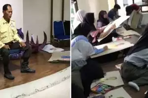Momen mahasiswa ISI Surakarta diminta gambar sekuriti yang lagi duduk ini 7 potretnya bikin takjub