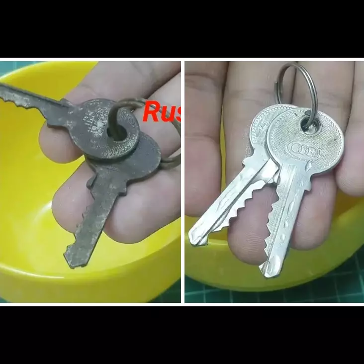Bukan diamplas, ini trik hilangkan noda karat pada kunci cukup direndam pakai 3 bahan dapur