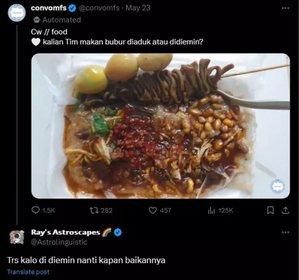 Jawaban kocak warganet bubur diaduk atau nggak Berbagai sumber