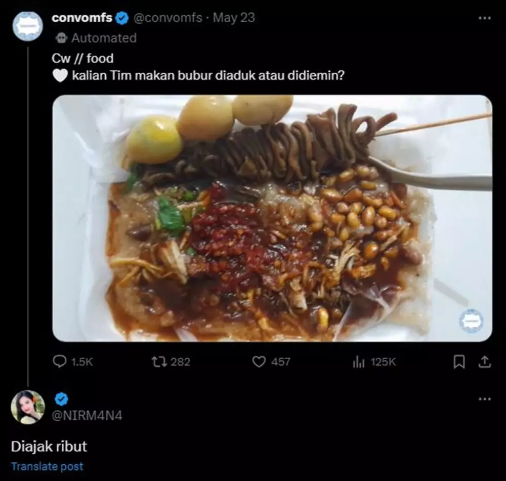 Jawaban kocak warganet bubur diaduk atau nggak Berbagai sumber