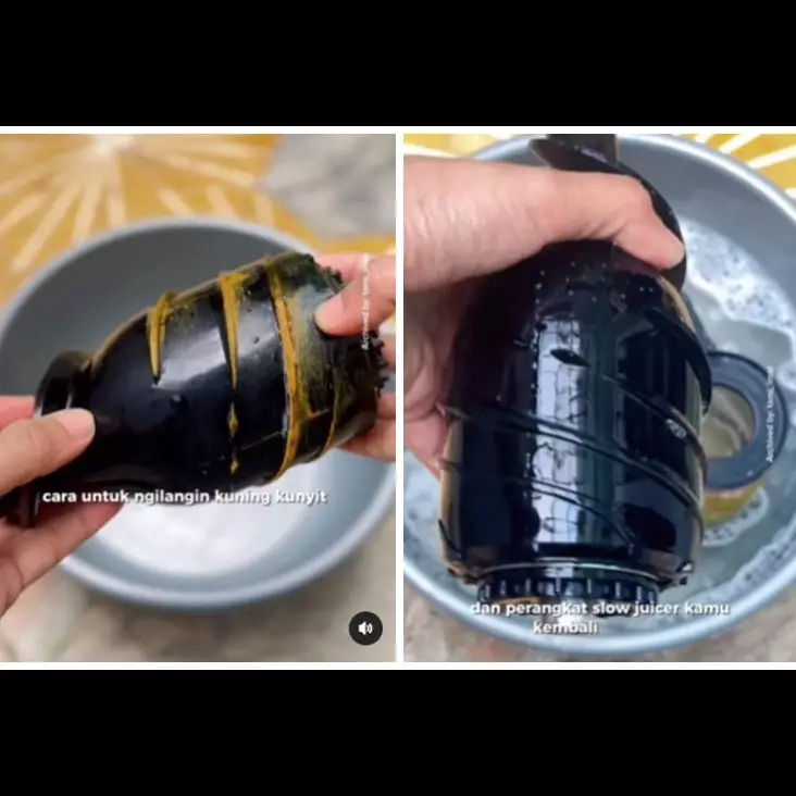 Bukan diolesi sitrun, ini trik hilangkan noda kunyit di slow juicer cukup tambah 1 bahan dapur