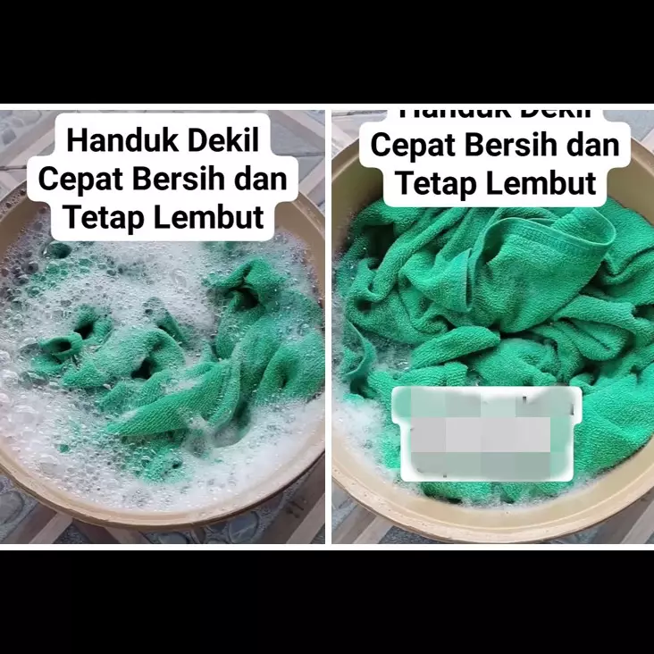 Bukan pakai detergen, trik wanita cuci handuk kasar ini bikin lembut lagi cuma andalkan 3 bahan dapur
