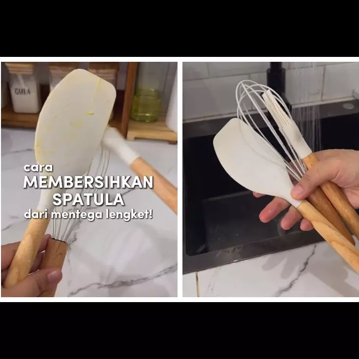 Tanpa baking soda, ini trik bersihkan spatula bekas mentega agar kesat lagi cuma pakai 1 bahan dapur