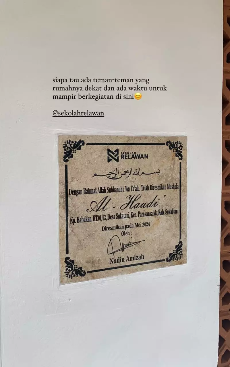 momen peresmian musala nadin amizah © Instagram momen peresmian musala nadin amizah © Instagram