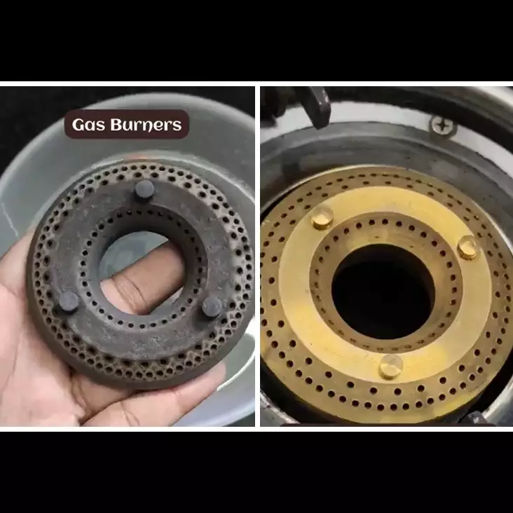 Tanpa direndam sitrun, ini cara bersihkan burner kompor berkerak hitam agar kuning lagi seperti baru