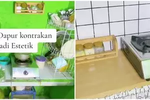 Ukurannya cuma sepetak, cara emak-emak perluas dapur sempit ini modalnya nggak sampai Rp 100 ribu