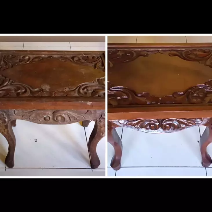 Tanpa disikat, cara bersihkan meja kayu kusam agar mengilap seperti baru pakai 1 bahan dapur
