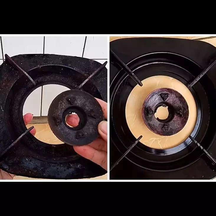 Tak disikat kuat, ini trik bersihkan burner dan tungku kompor berkerak hitam cuma tambah 2 bahan dapur