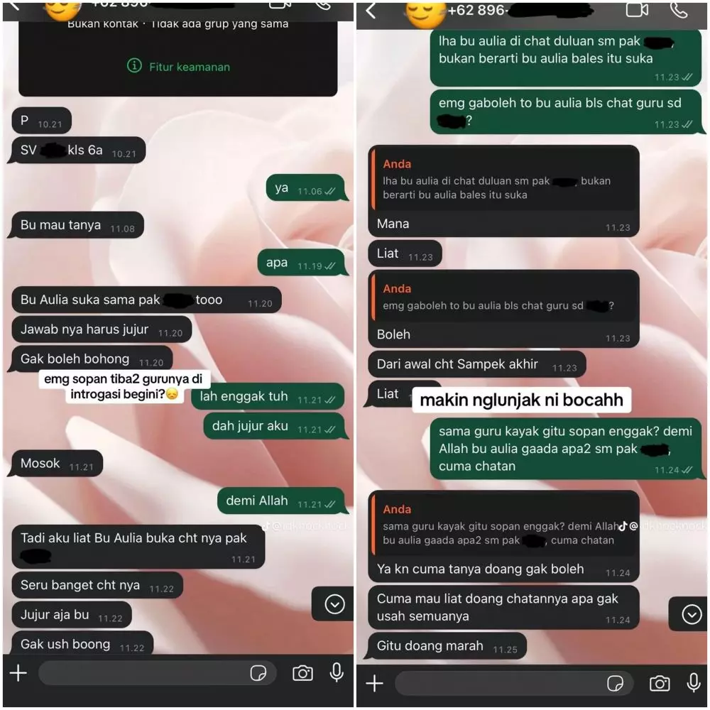 kisah guru dilabrak anak sd gegara cemburu © TikTok