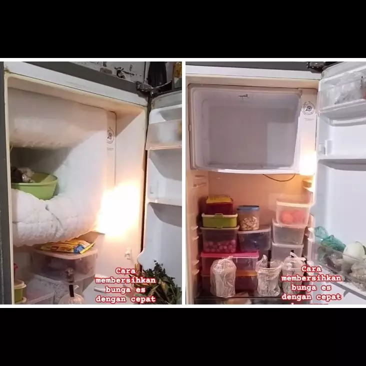 Tanpa kipas angin, trik bersihkan bunga es freezer ala bapak-bapak ini ampuh pakai 1 alat sederhana