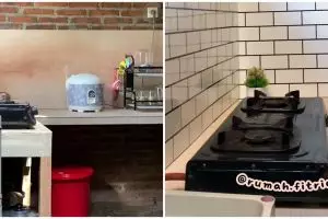 Cuma berlapis triplek, trik ibu-ibu ubah dapur bata jadi estetik ini modalnya nggak sampai Rp 100 ribu