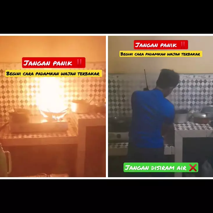 Jangan disiram air, begini cara cepat dan aman padamkan wajan terbakar api pakai 1 alat sederhana