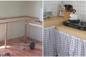 Pakai papan Rp 100 ribuan, cara ibu-ibu ubah dapur jadi cantik meski sederhana, cocok buat ngonten