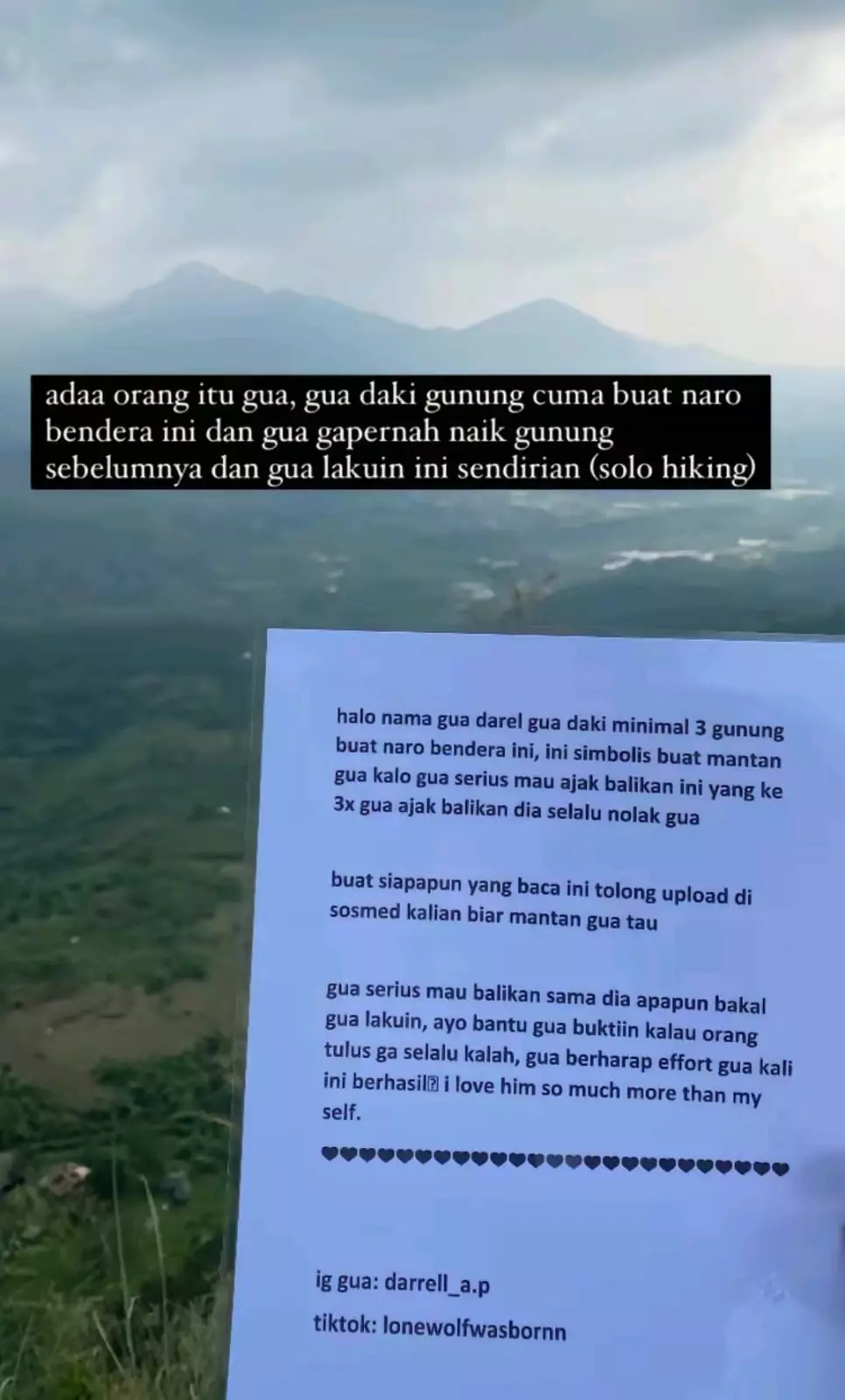 effort pria sampai mendaki tiga gunung buat balikan © TikTok effort pria sampai mendaki tiga gunung buat balikan © TikTok