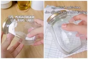 Bukan dioles minyak kayu putih, ini cara hilangkan bekas lem di toples pakai 2 bahan dapur