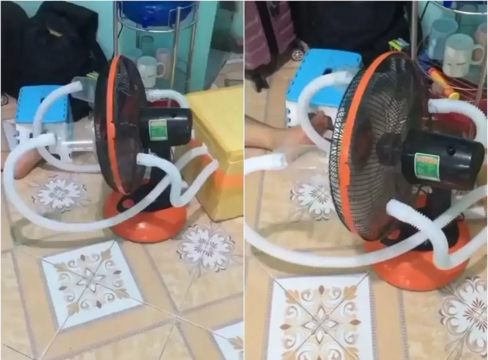 lifehack nyeleneh membuat kipas angin dingin Instagram