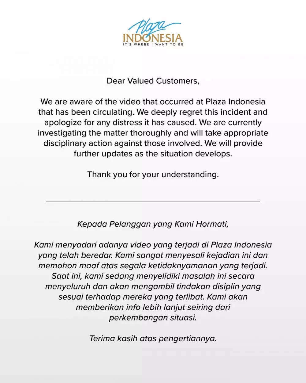 pihak plaza indonesia buka suara beber kondisi anjing © instagram