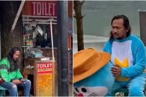 Kerja sebagai ojol dan badut, pria gondrong bermuka sangar ini ternyata bukan sosok sembarangan