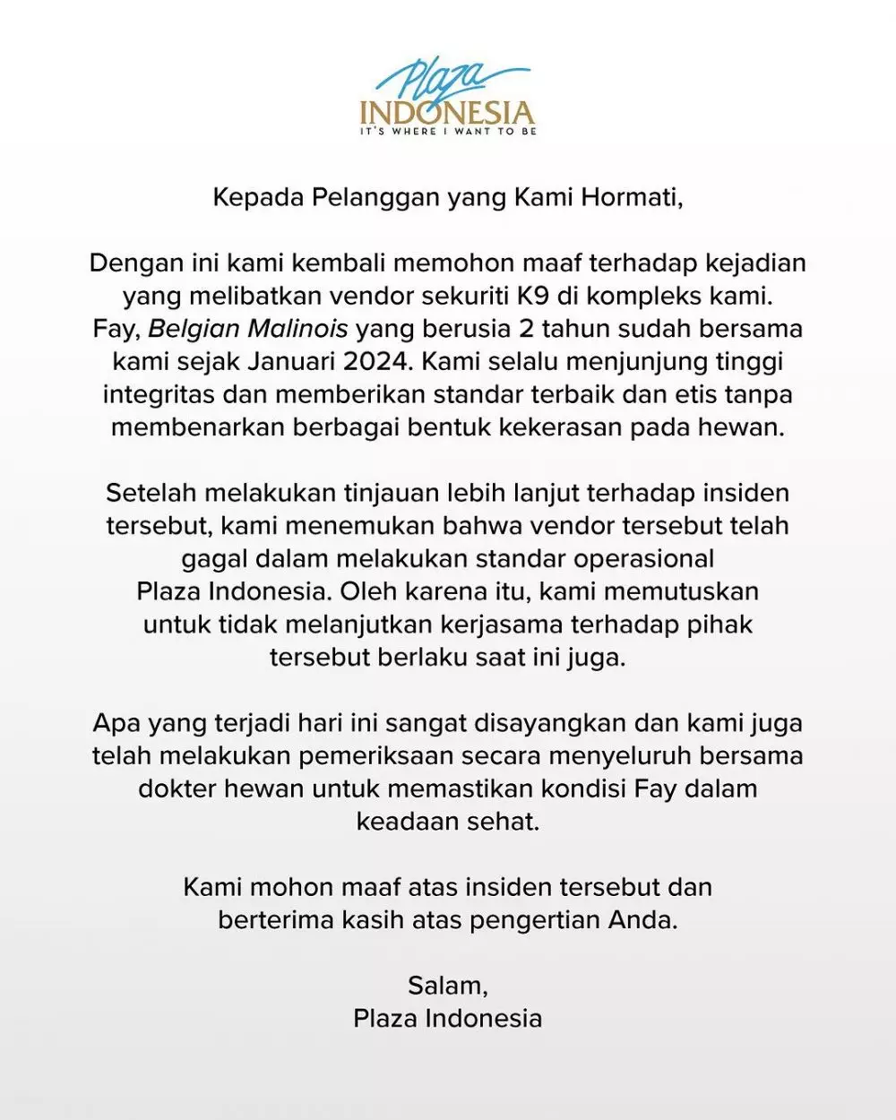 Kronologi satpam Plaza Indonesia © Instagram Kronologi satpam Plaza Indonesia © Instagram