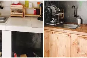 9 Cara bikin pintu kolong dapur sederhana dari papan kayu, hasilnya bak kitchen set mahal