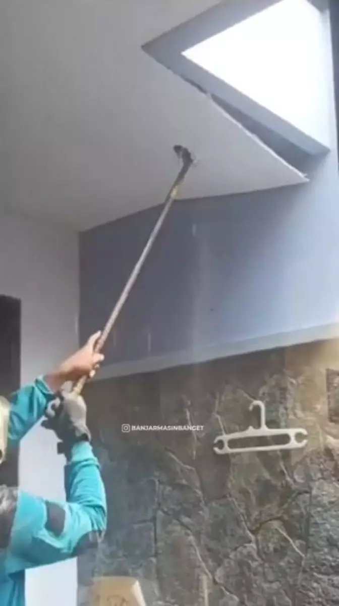 Cara Damkar deteksi ada ular besar di plafon rumah Instagram Cara Damkar deteksi ada ular besar di plafon rumah Instagram