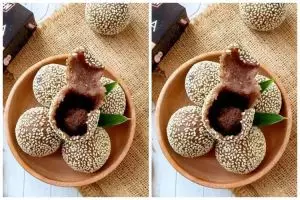 Cara membuat onde-onde isi cokelat, lembut dan antimeletus