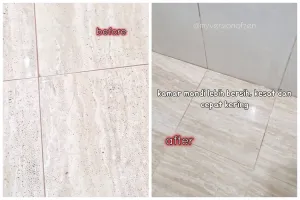 Tanpa campuran air panas, ini trik bersihkan lantai kamar mandi licin dan berlumut pakai 1 ampas dapur