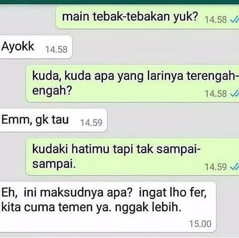 Jawaban kocak pas main tebak-tebakan sama gebetan Berbagai sumber