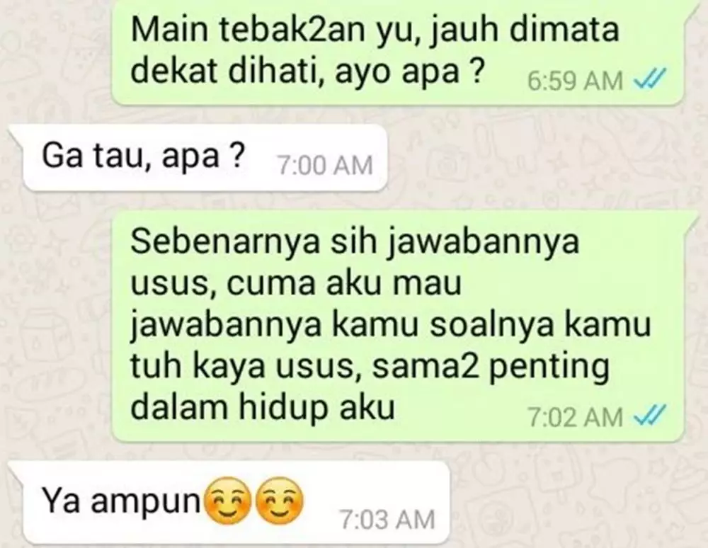 Jawaban kocak pas main tebak-tebakan sama gebetan Berbagai sumber