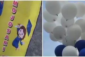 Viral balon gas acara wisuda SMP Mojokerto terbang dan jatuh di Ponorogo, begini penjelasannya