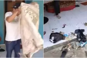 Aksi sejumlah pemuda geruduk dan tebar sampah di depan rumah warga, alasan di baliknya bikin geram