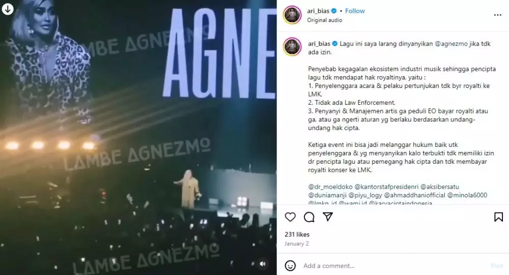  Agnez Mo dilaporkan ke Bareskrim Polri © Instagram
