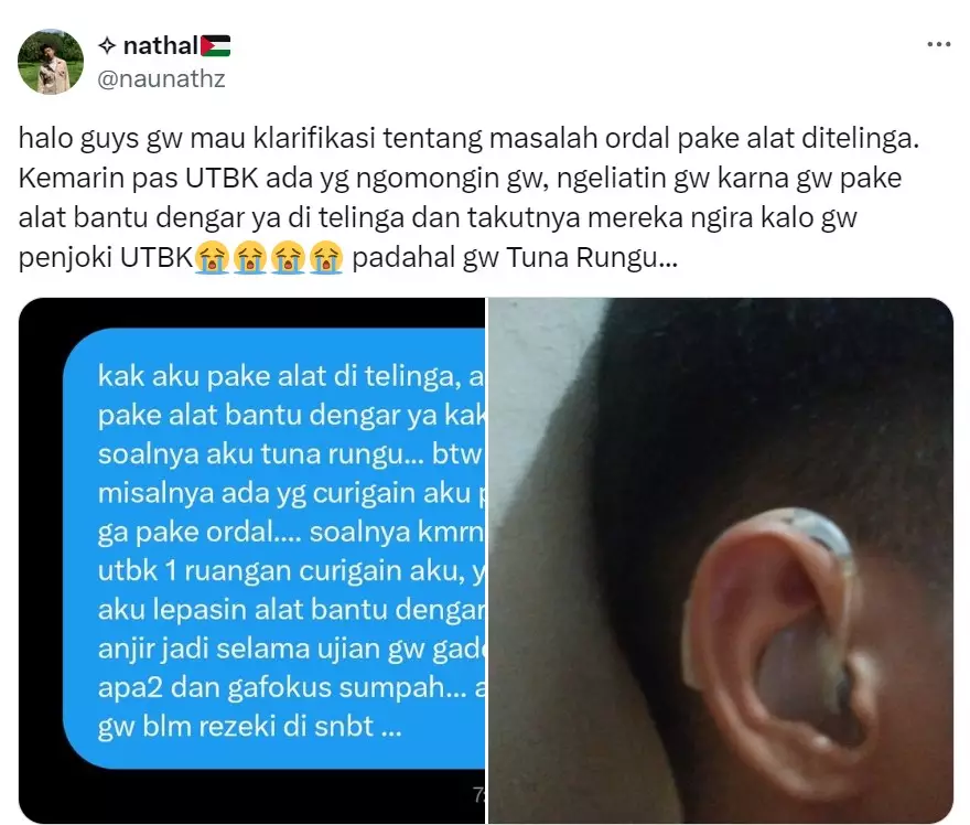 tunarungu jadi peserta SNBT dikira joki © 2024 X