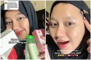 Cewek pakai skincare malam dari produk Viva harga mulai Rp 7 ribuan, wajahnya jadi kenyal dan glowing