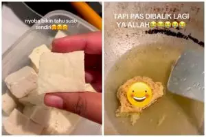 Goreng tahu susu buat camilan Sabtu pagi awalnya tampak menggiurkan, saat dibalik bikin ngelus dada