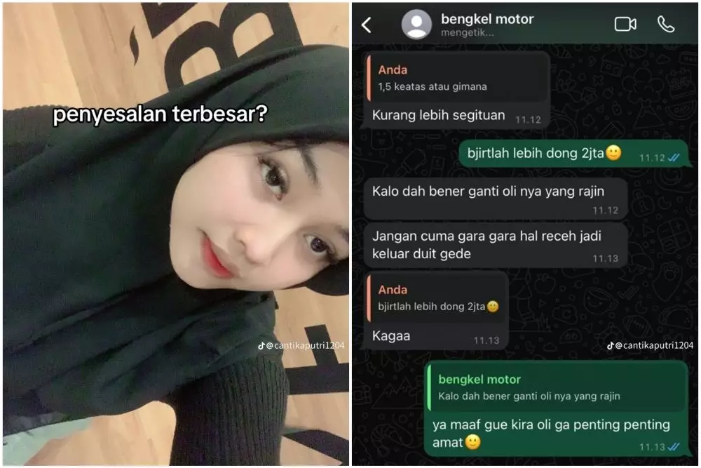 gara gara pilih skincare dibanding ganti oli © TikTok